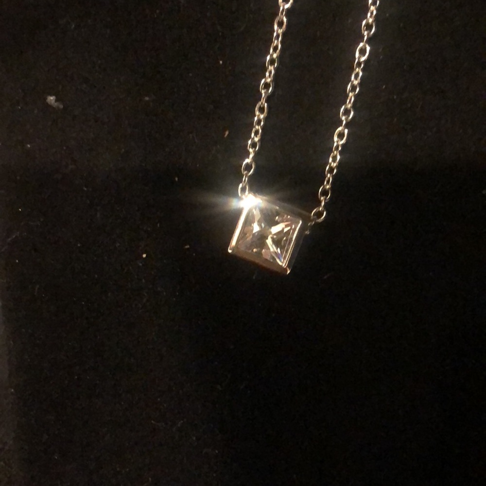 Square Cut Cubic Zirconia Necklace-NWT-Boutique - Picture 10 of 11